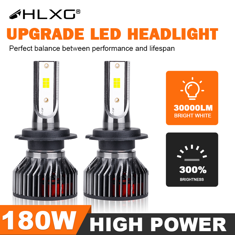 HLXG H4 LED H7 H1 H8 H11 HB3 HB4 9005 9006 6000K blanc 30000LM 180W Voiture Auto Bi Led Turbo Antibrouillards Voiture Phare 3570 CSP Puce