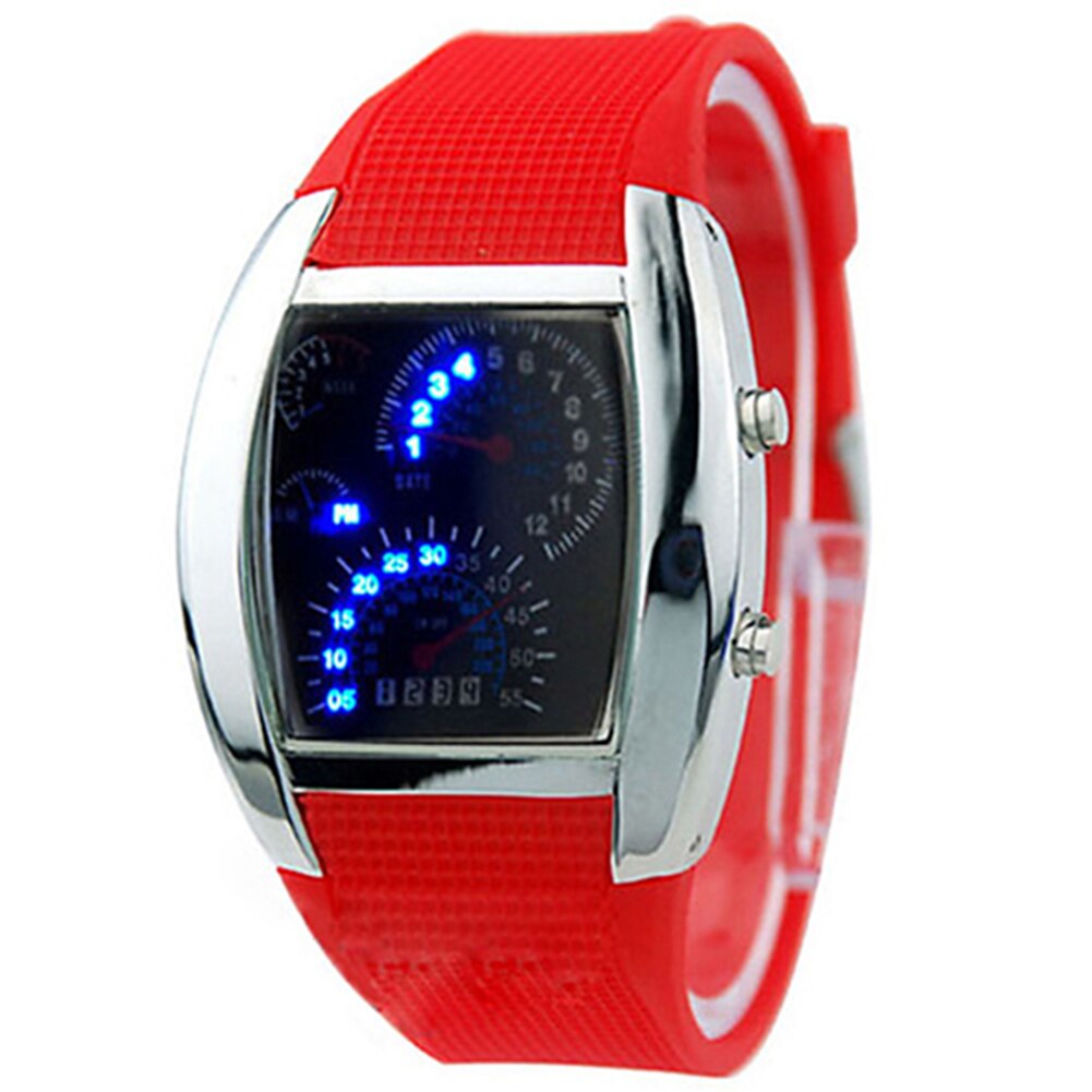 Sales! Mode Mannen Vrouwen Sport Led Dashboard Patroon Dial Digitale Horloge Digitale Led Sporthorloge Heren