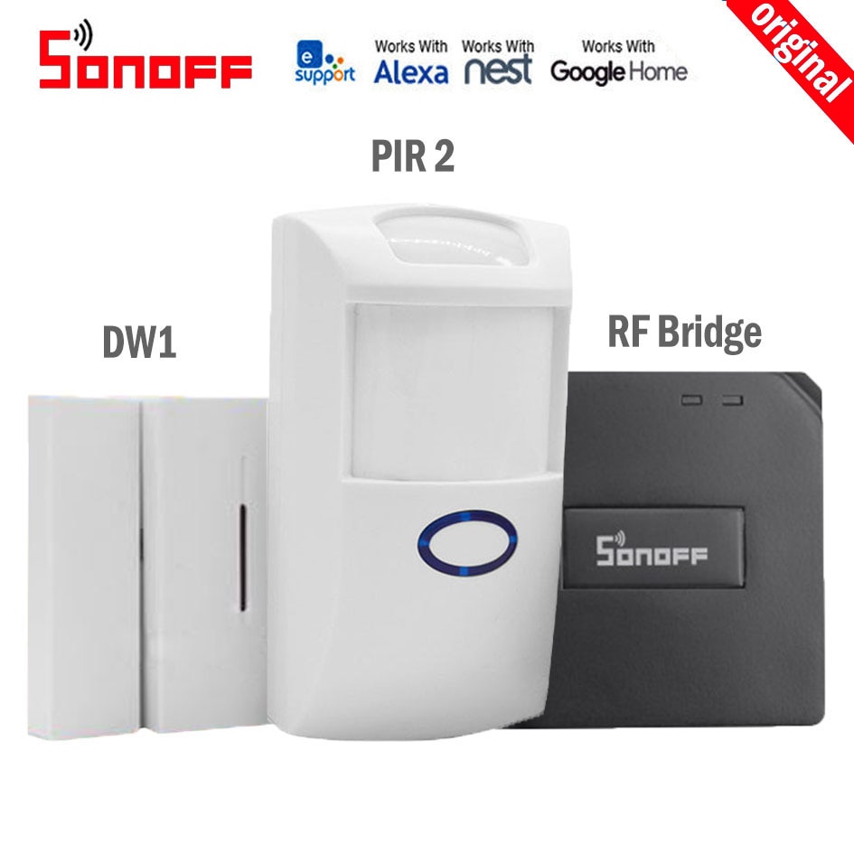 Sonoff RF puente Wifi convertidor de señal PIR 2 Sensor DW1 puerta Sensor de alarma interruptor de automatización del hogar con eWelink Alexa Google Home