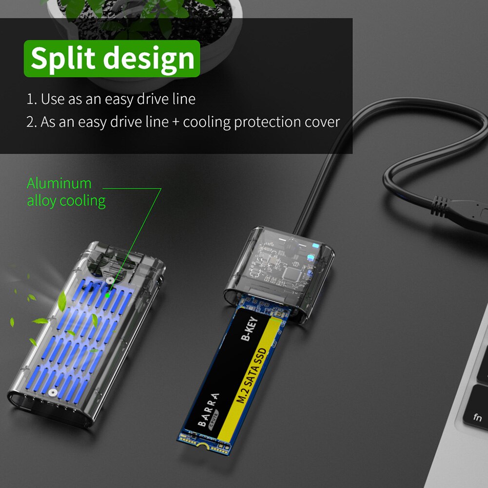 Transparante Harde Schijf Behuizing USB3.0 Gen1 Hoge Snelheid 5Gbps M.2 Om USB3.1 Type-C Mobiele Harde Schijf Case