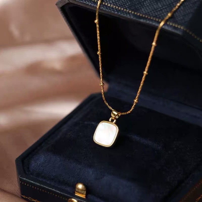 YUN RUO Shell Geometric Pendant Necklace Rose Gold Color Titanium Steel Woman Jewelry Never Fade