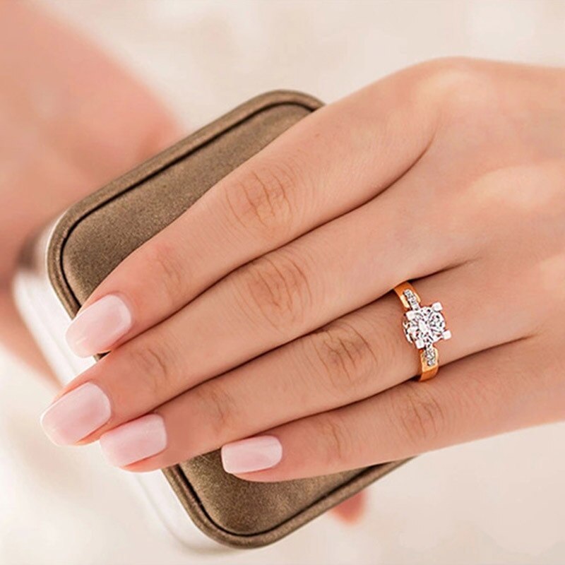 or rose et blanc Cincin Wanita anneaux pour les femmes zircone anneaux de mariage bijoux bijoux 18KR015