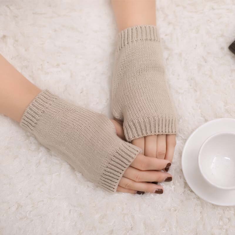 1 Paar Winter Handschoenen Vrouwelijke Vingerloze Handschoenen Zonder Vingers Vrouwen Kasjmier Warme Winter Handschoenen Hand Pols Warmer Mittens: ST121-Beige