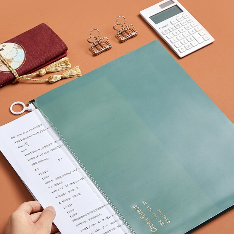 1 Pieces Reusable A4 Test Paper Folder with Zipper Envelope Folder Waterproof Randomed Color for student Office School