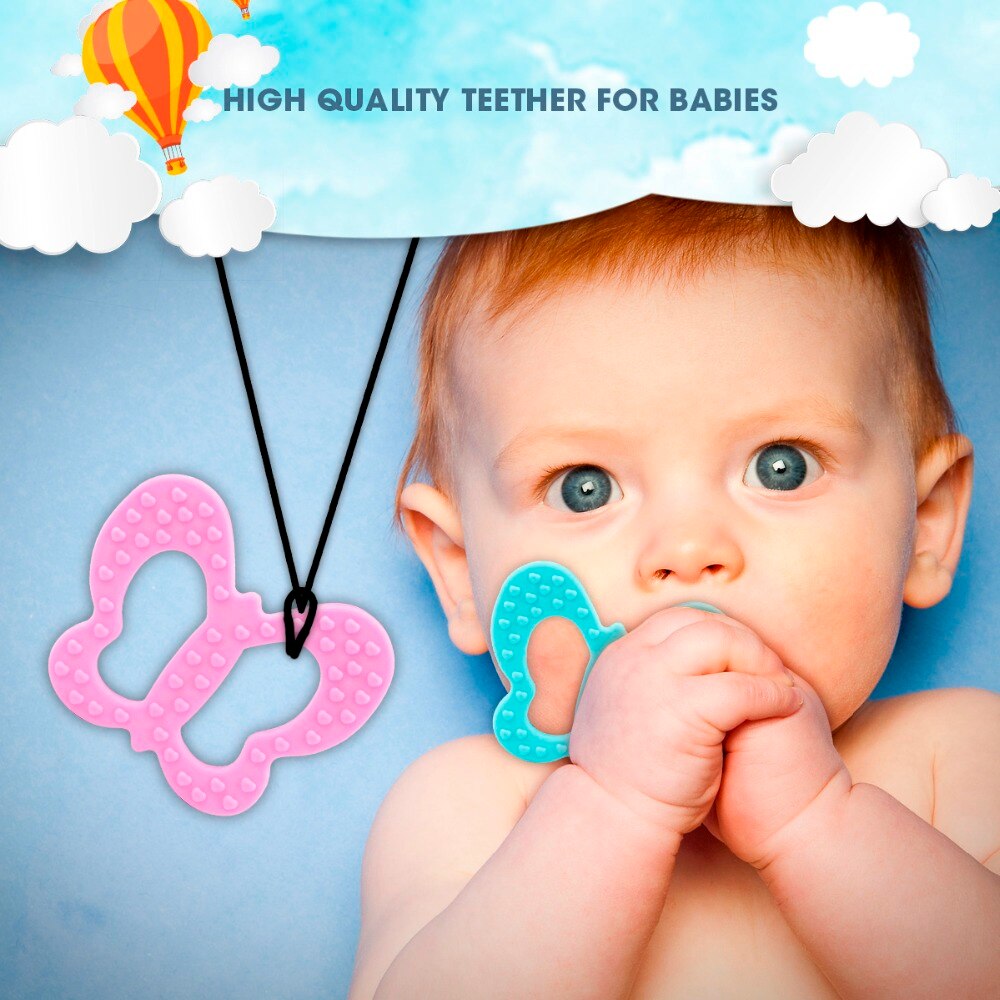 TYRY. HU 1pc Silicone Tandjes Speelgoed Baby Vlinder Bijtring Chewable Silicone Speelgoed Baby Dental Care Food Grade DIY Hanger