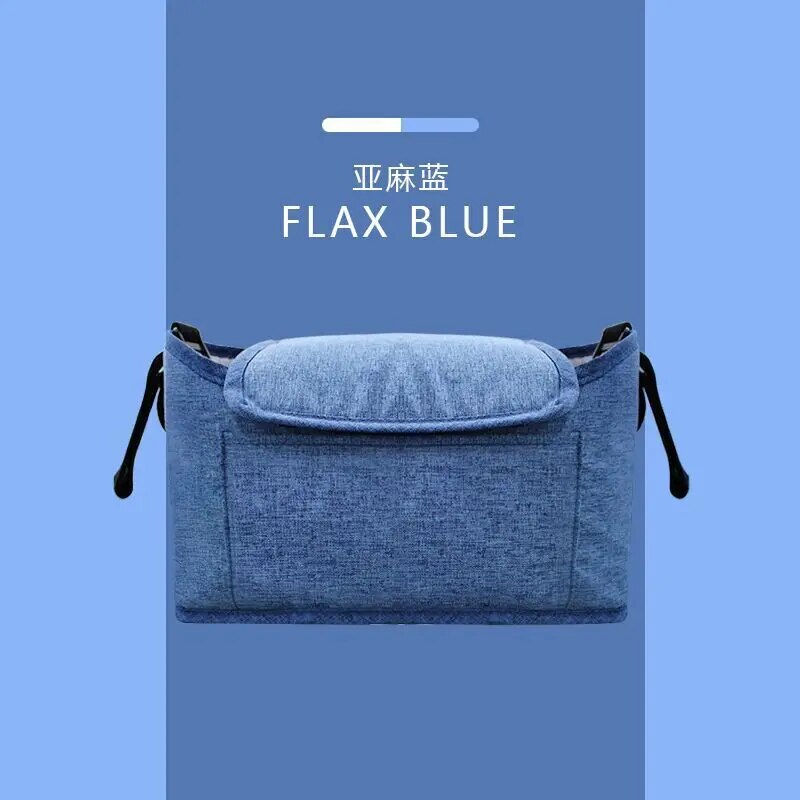 Saco de carrinho de bebê fralda múmia saco grande capacidade carrinho organizador suporte copo garrafa alimentação carrinho acessórios saco pendurado: Azul profundo