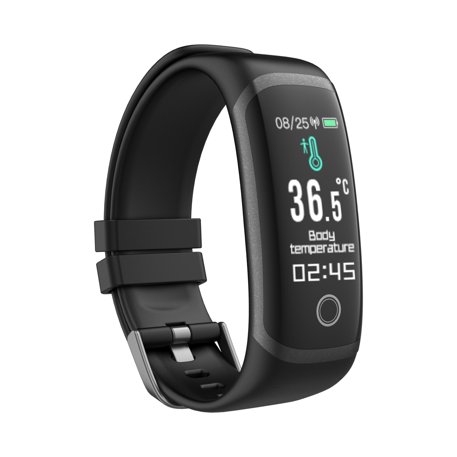 Sheli  t4 bluetooth temperatuur smartwatch  ip67 waterdichte hartslagmeter en lichaamstemperatuurmeter voor ios en android: Zwart