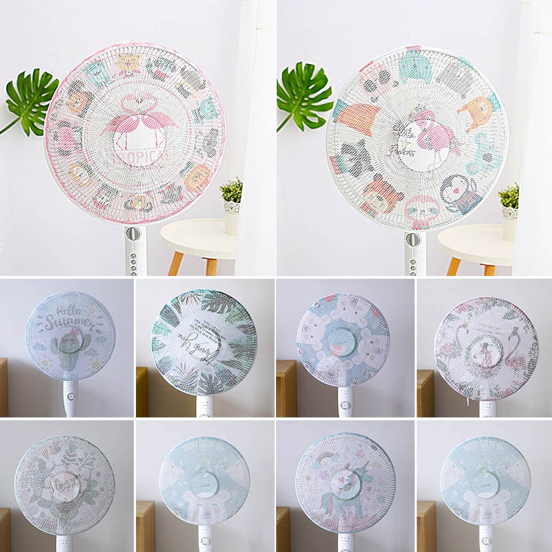 1Pcs Cute Cartoon Animal Home Use Electric Fan Protective Cover Safety Mesh Fan Dust Cover Fan Guard Kids Finger Protector Round