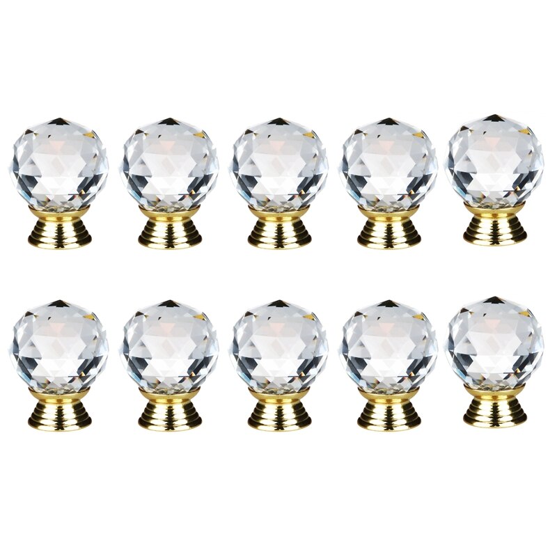 Goud 10 stuks 30mm kristalglas kastknop ladegreep keukendeur garderobe hardware gebruikt voor kast lade kist