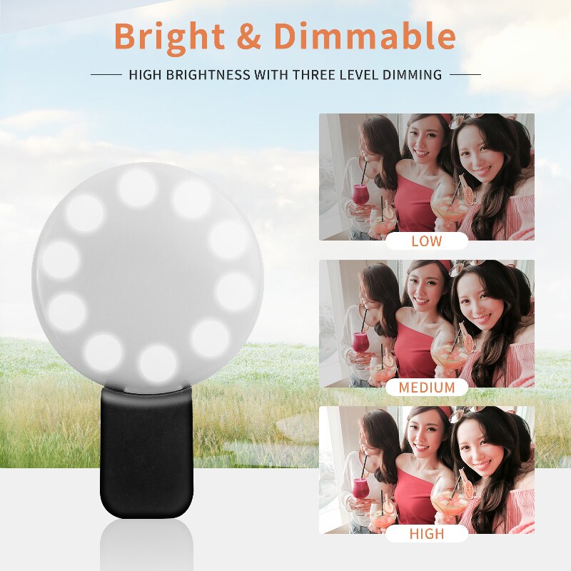 Universal Selfie Lampe Handy Objektiv Tragbare Flash-Ring 10 LED Leucht Ring Clip Licht Für iPhone 8 7 6 plus Samsung