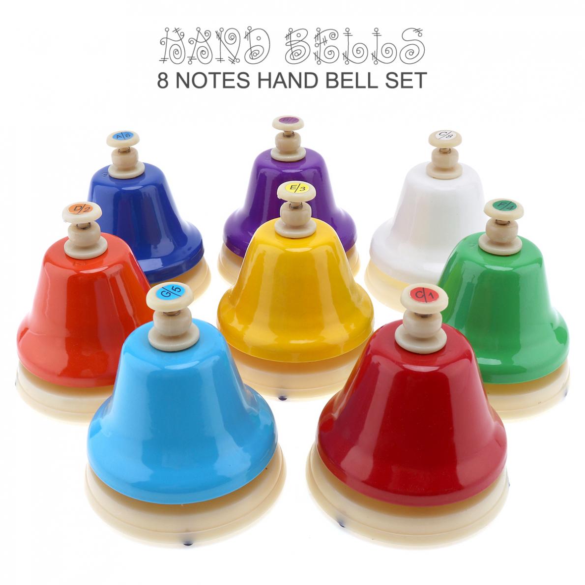 8 Stks/partij Kleurrijke Hand Bell Set Muziekinstrument Voor Kinderen Kindje Vroege Onderwijs Hand Bell