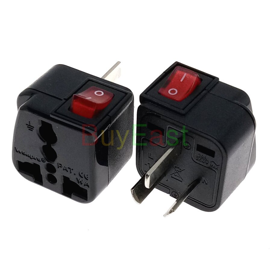 Universal to China Electrical Plug Adapter AC100~250V 10A With On/Off Main LED Switch