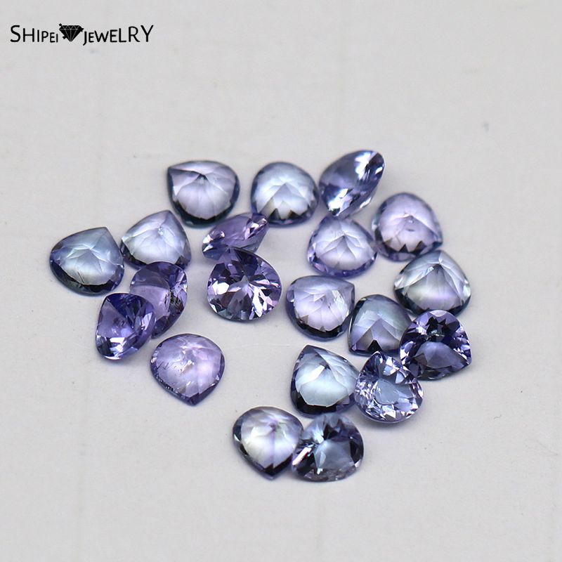 Shipei 1 Pcs 4*4 Mm Liefde Hart Natuurlijke Blauw Paars Tanzanite Losse Edelsteen Diy Decoratie Sieraden Accessoires