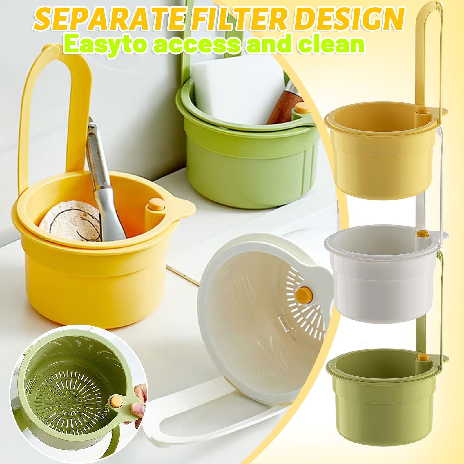 Kitchen Sink Filter Strainer Multifunction Drain Basket Fruit Vegetable Drainer Rack Water Filter Kitchen Organizer Basket 2pcs