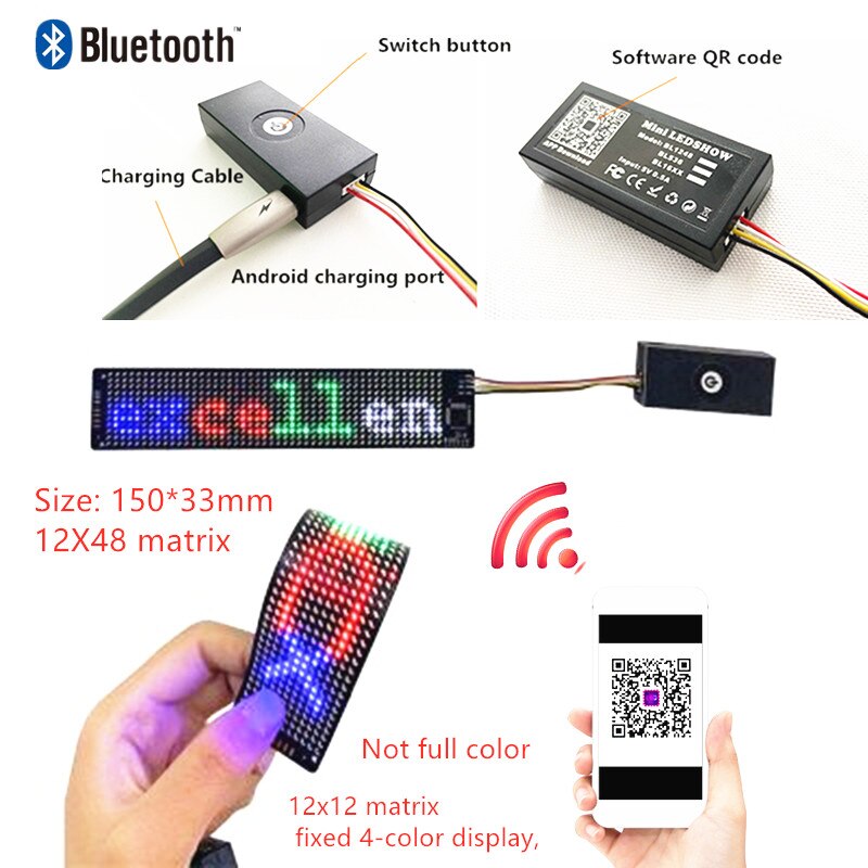 Bluetooth Programmable Led Face Mask Luminous Scrolling Message Display Board Men and Women Carnival Music Party Christmas: Fixed 4-color panel