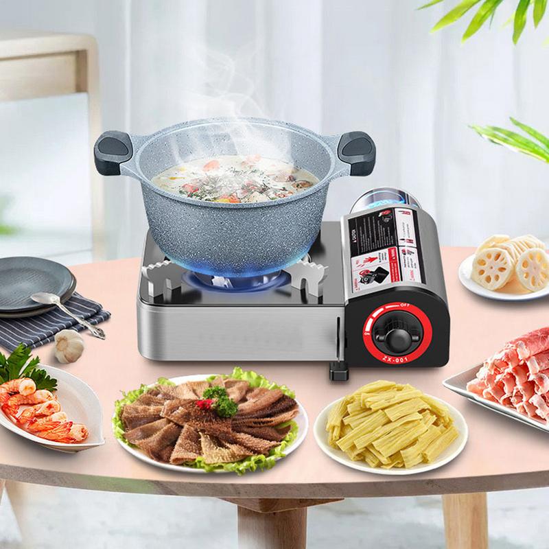 Réchaud de Camping Portable, poêle à gaz réglable à brûleur unique, poêle à Cassette coupe-vent pour Camping, randonnée d'urgence