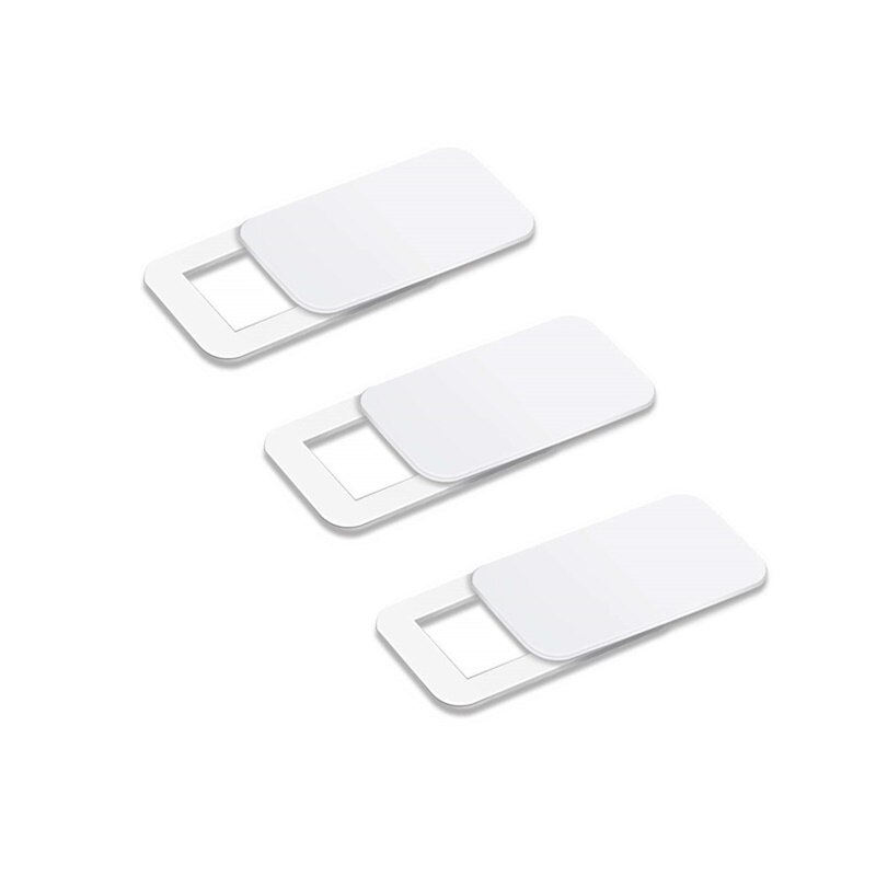 3PC Universal Metal Webcam Cover Shutter Magnet Slider Camera Cover For Laptop iPad PC Macbook Tablet Phone Lens Privacy Sticker: Plastic-White1(3PC)