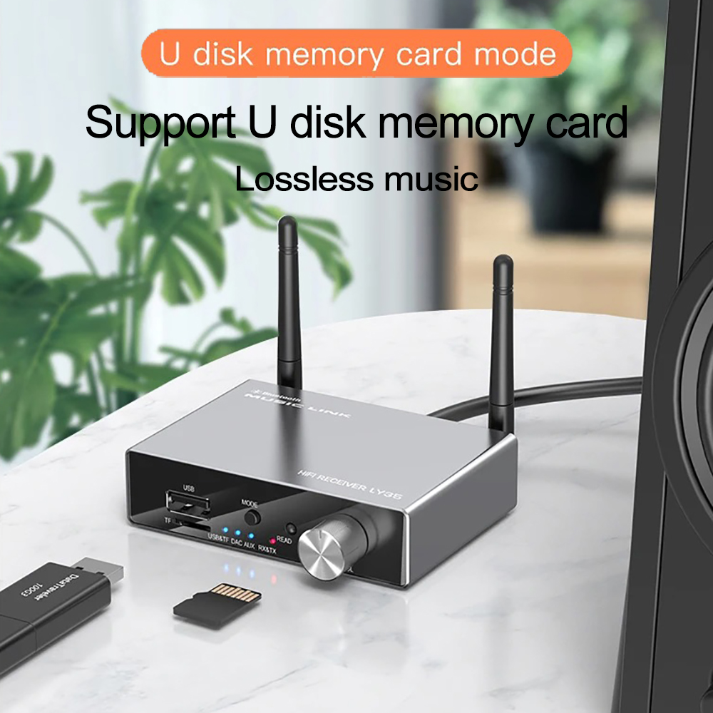 Receptor y transmisor de Audio con Bluetooth 5,3, adaptador de música estéreo HiFi inalámbrico de baja latencia AUX/RCA/USB/TF/Coaxia para TV, PC y altavoz