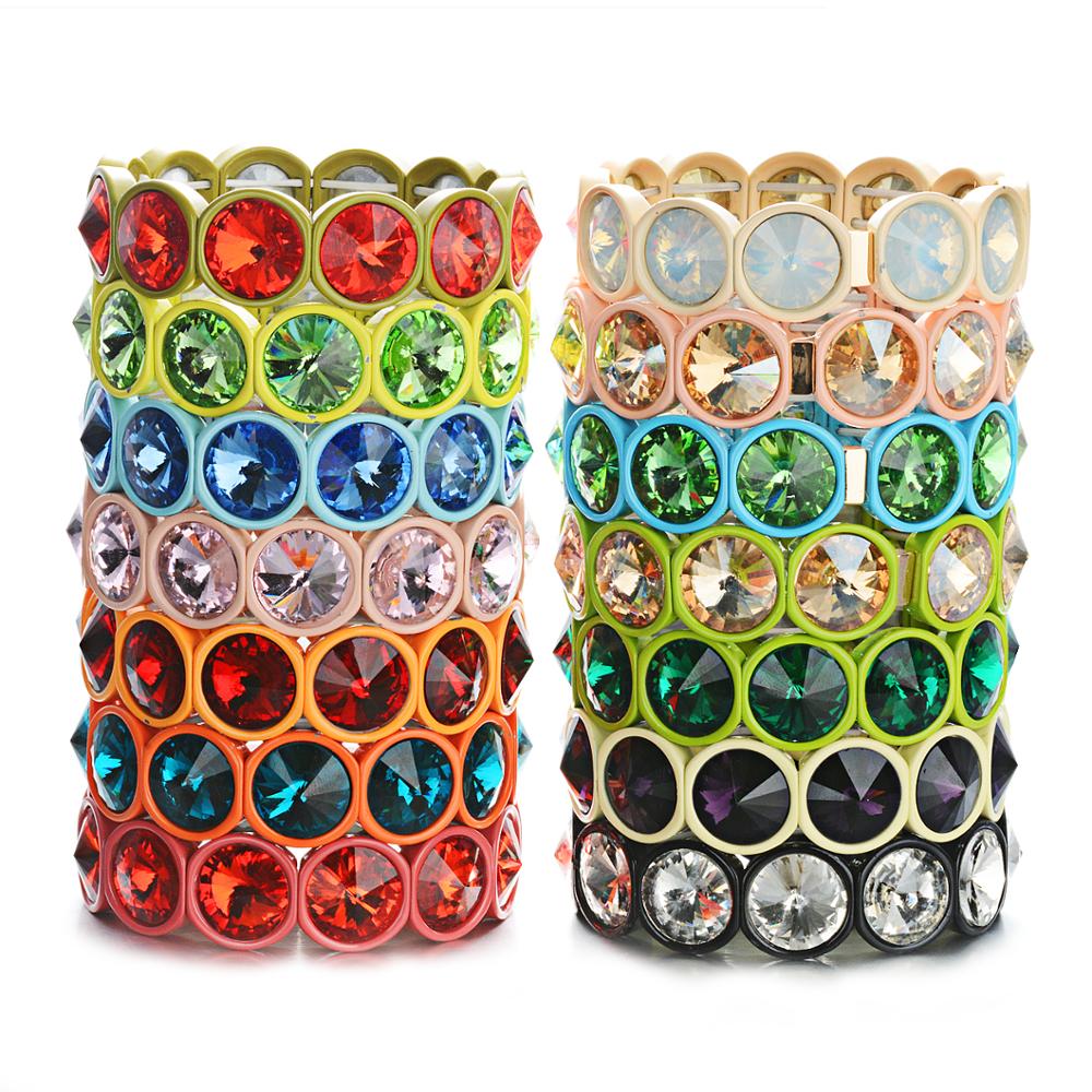Bracelets en cristal couleur bonbon arc-en-ciel, bijoux avec trou en émail, bracelet bohème pour femme  s192