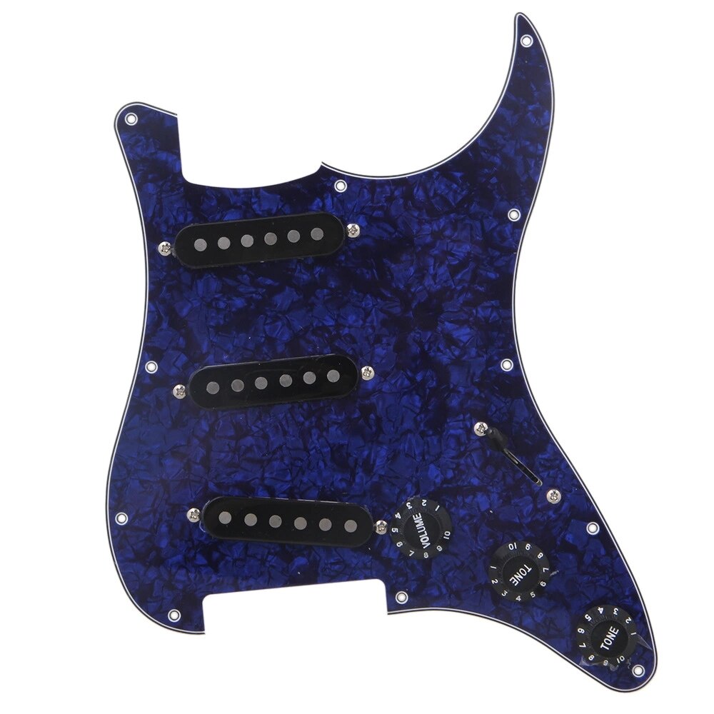 Blue 3-ply 11 Hole Loaded Pickguards Assembly SSS Single Coil Pickup Guitar Part