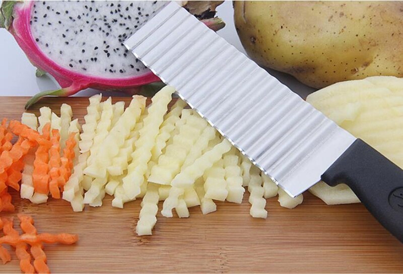 1pc Kitchen Accessories Potato French Fry Cutter Stainless Steel Serrated Blade Slicing for Banana Fruits Wave Potato Cutter