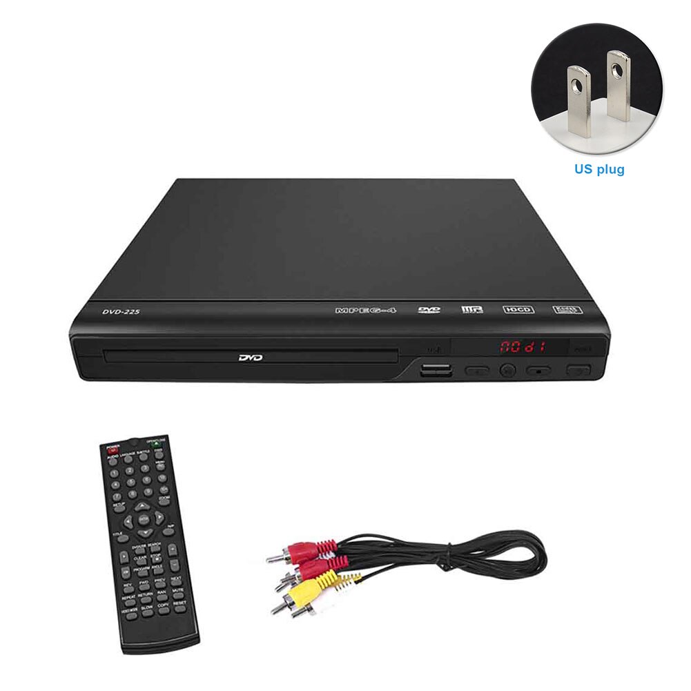 Lecteur Audio et DVD HD 1080P, Compatible USB, son Surround 5.1, divertissement à domicile, toutes les régions, vidéo gratuite pour télévision avec câble AV: US