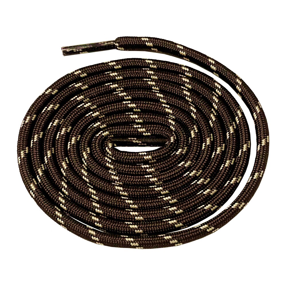 Round Shoe Laces of Polyester Shoelace Strings for Working Hiking Boots 120 - 140 CM: brown with beige / 120CM
