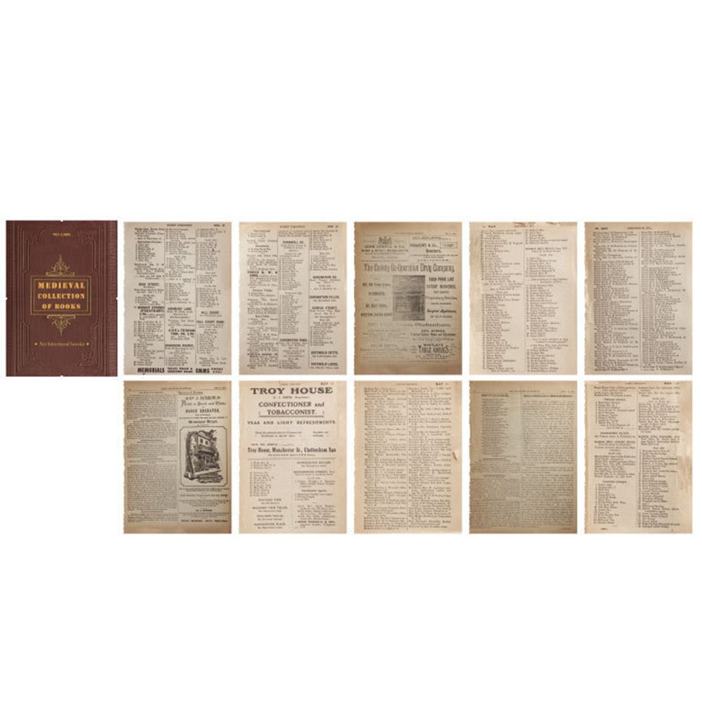 1SET Retro Medieval Book Pages Middle Ancient Book Collection Series Simulation Base Paper Scrapbook Background DIY Materials: B4 Architectural