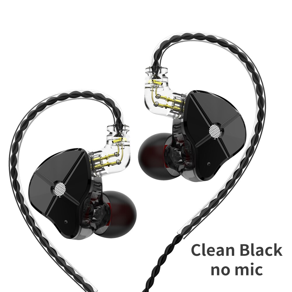 Trn ST1 1DD + 1BA Hybrid Metal In Ear Oortelefoon Iem Hifi Dj Monitor Running Sport Oortelefoon Oordopje Headset Met 2PIN Kabel V90 \ V80: Black no mic