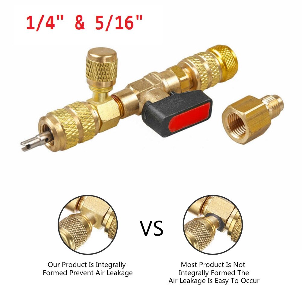 Hvac ventilkerne fjerner/installatør med dobbelt størrelse sae 5/16 "& 1/4 " port til  r22 r410a trykventil fjernelse installatør tilbehør