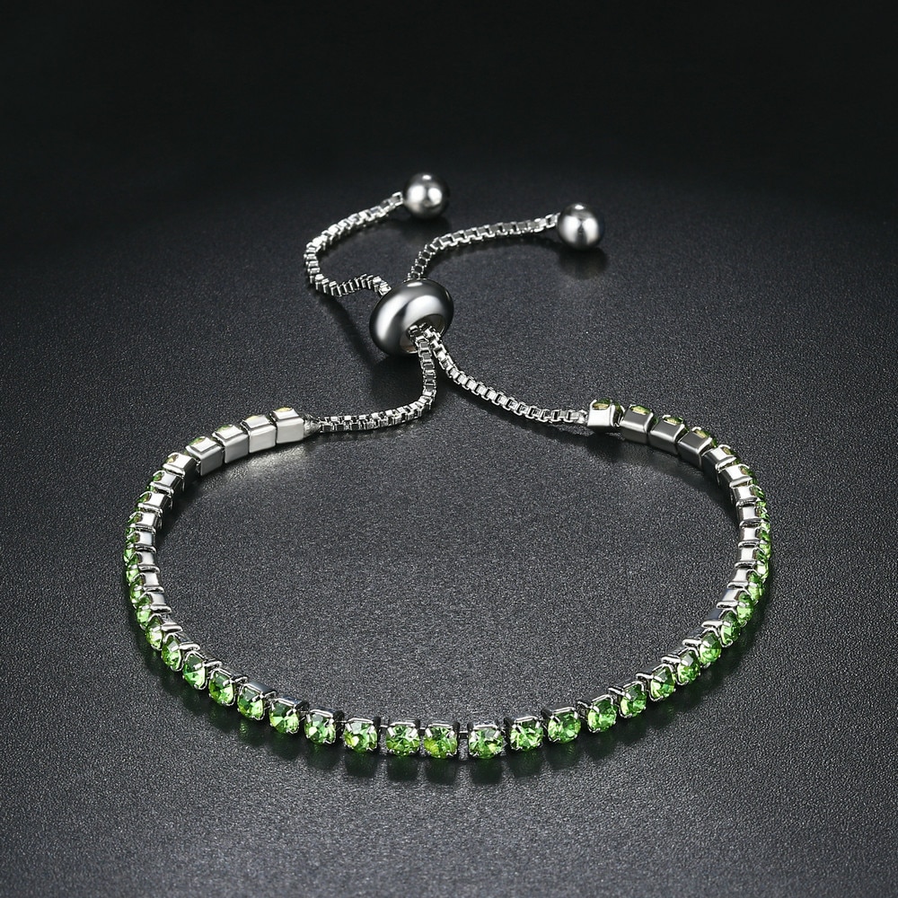 Charm Bracelets For Women Girls Party White Gold Small CZ Stone Adjustable Bridal Jewelry DWH095M