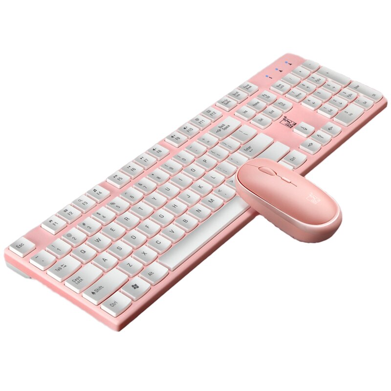 2.4G Wireless Keyboard and Mouse 104-key Keyboard Office Keyboard Gaming Keyboard for PC Computer Laptop: pink