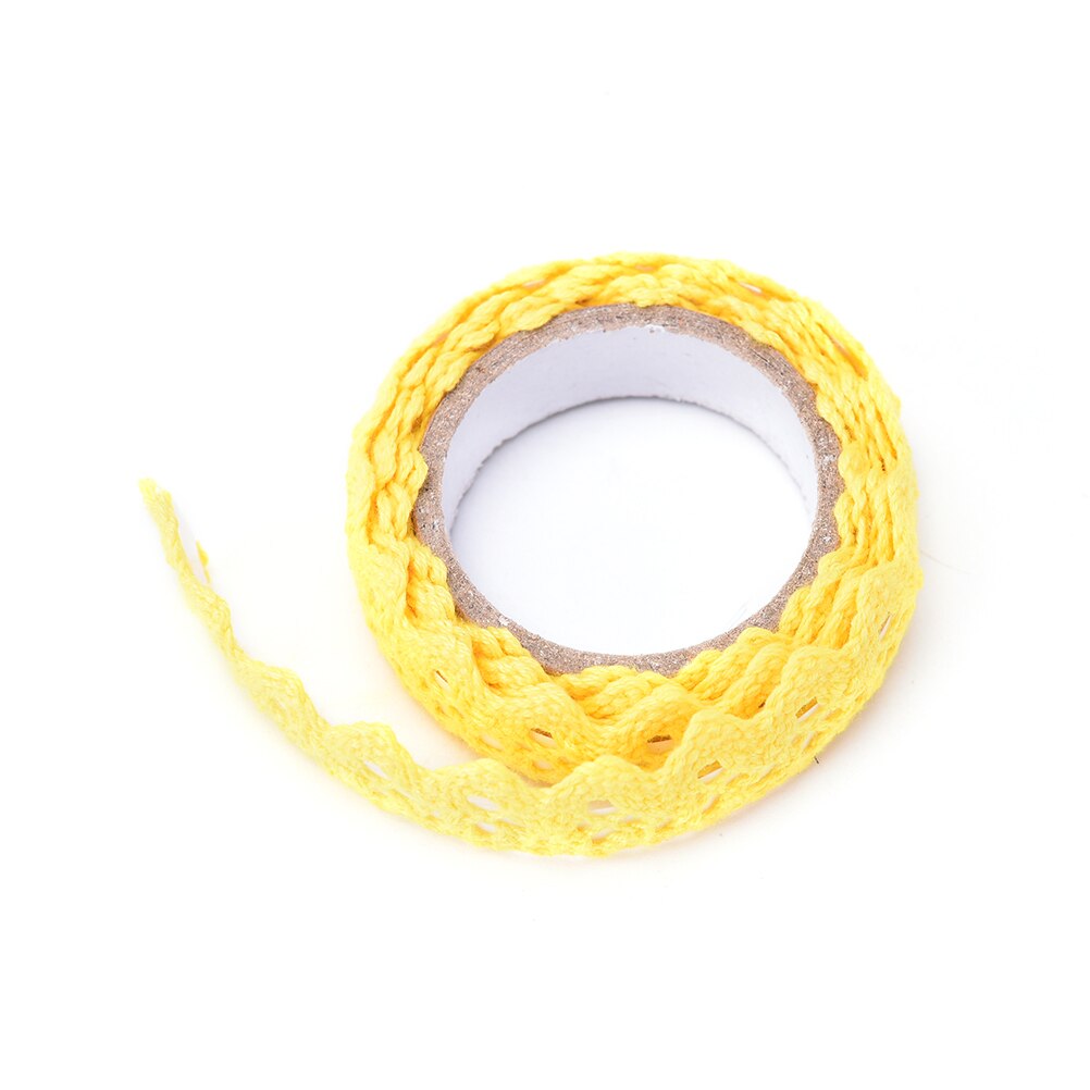 1Stck Baumwolle Spitze Stoff Weiß Häkeln Spitze Rolle Band betroffen Klebeband Aufkleber Handwerk Dekoration Schreibwaren: Gelb