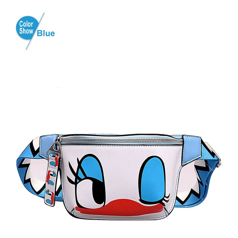 BolsosSac Zomer Vrouwen Tassen Kleine Cartoon Printing Meisjes Messenger Bag Out Deur Crossbody Tassen Taille Packs: Blauw