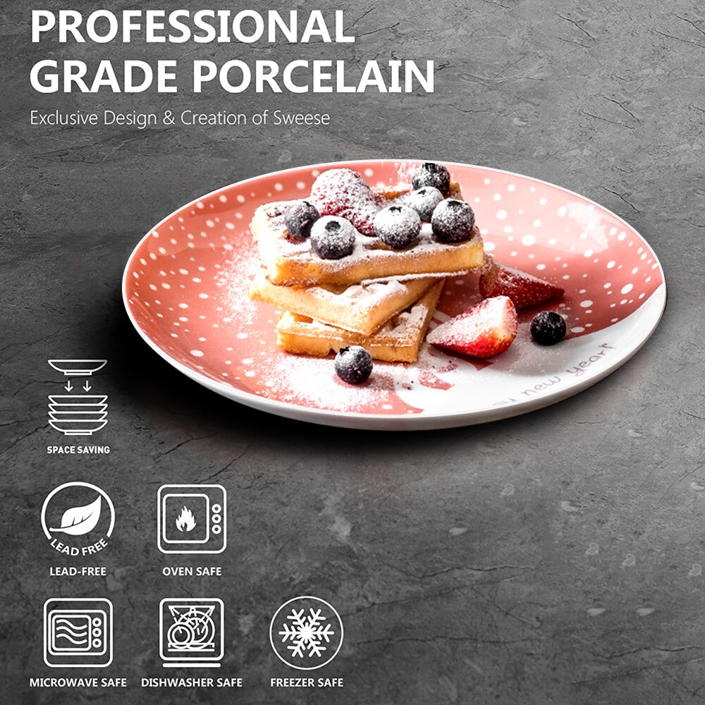 Christmas Ceramic Plate Food Dishes Cartoon Hand Painted Fruit Steak Dinner Plates Western Dinner Plate Tableware Year