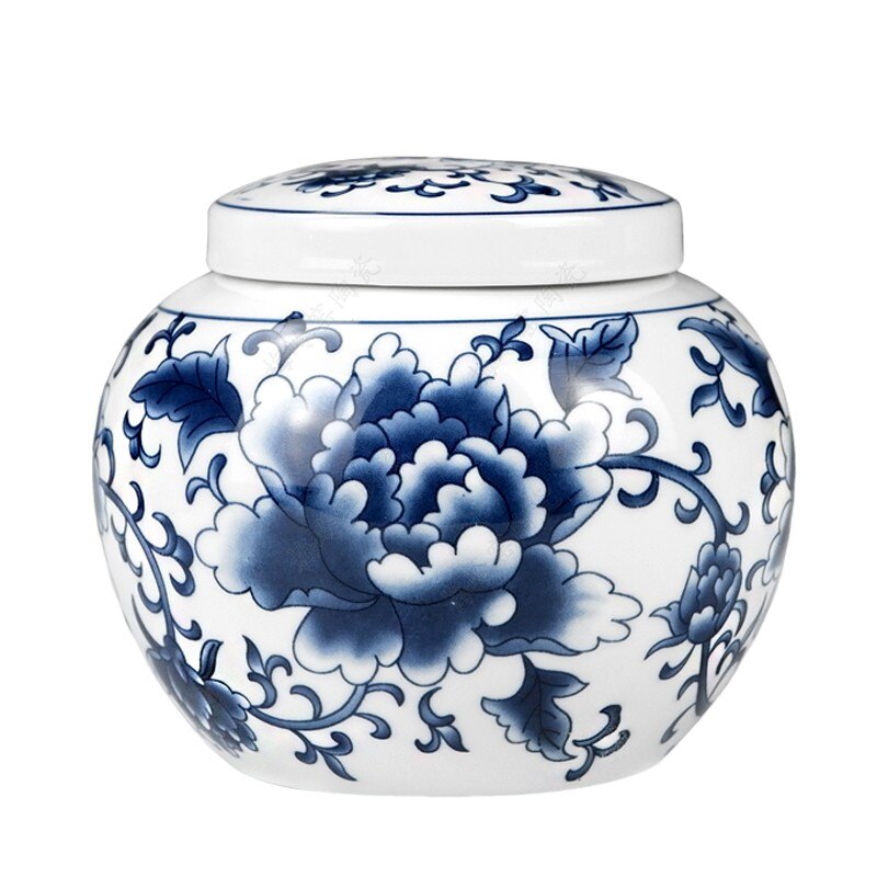 Multifunction Tieguanyin Sealed Containers Chinese Blue and White Porcelain Ceramics Tea Caddy Tea Bag Household Storage Box