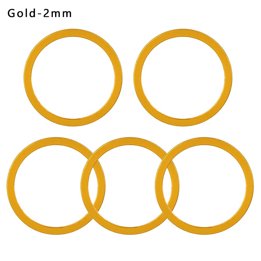 5PC 1~2.5mm Aluminium Alloy Bicycle Flywheel Hub Spacer MTB Bike Bottom Bracket Washer Bike Axle Washer Gasket Freewheel Gap: Gold 2mm