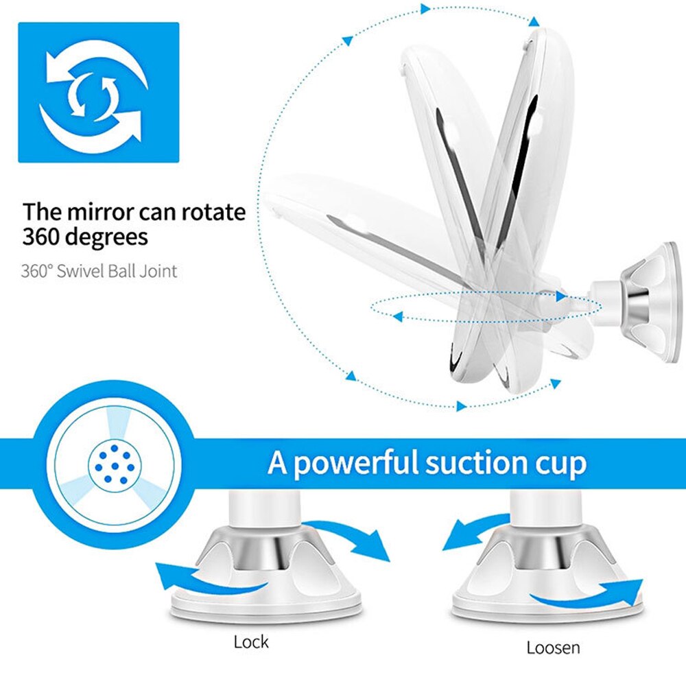 Makeup Mirror LED Light 10X Magnifying Vanity Mirror Suction Cup 360 Degree Rotating LED Cosmetic Mirrors 10X miroir grossissant