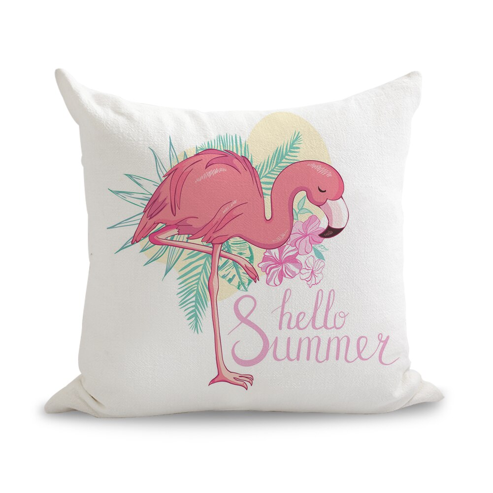 Endeløs sommer pink flamingo puder hør sofa sæde pude pude boligindretning: Grøn / Indvendig medfølger