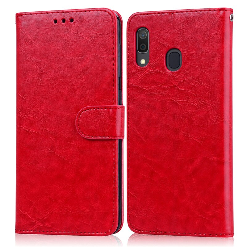 Funda de cuero con tapa para Samsung Galaxy M20, SM-M205F, SM-M205FN, SM-M205G, SM-M205M, para Samsung M20 M 20: Red