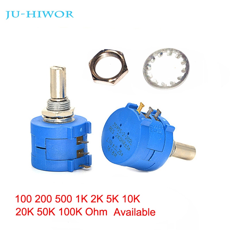 10pcs 3590S-2 Precision Multi-turn Potentiometer Trimmer Adjustable Resistance 100 200 500 1K 2K 5K 10K 20K 50K 100K Ohms