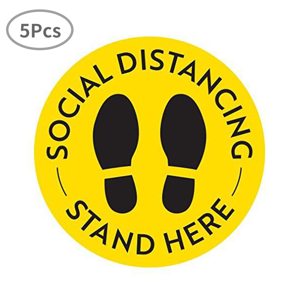 5 st social distanserande golvdekaler skylt mark håll 6ft mellan avstånd underhåll etikettmarkör affisch 11 " rund 28 diameter: Gul