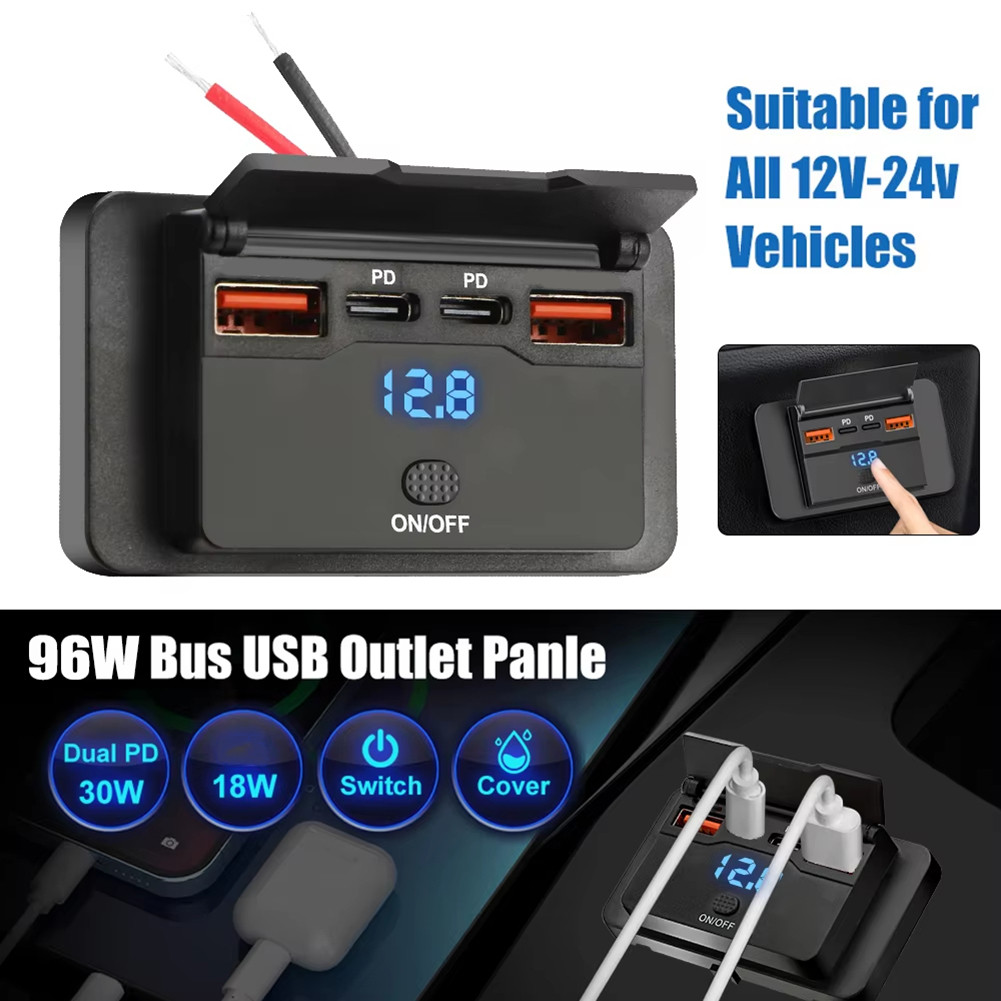 Dual USB Charger 12V Car Charger Socket Adapter With Switch For Campervan Caravan Motorhome ATV Boat RV Parts