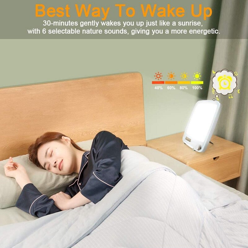 Lichttherapie Lamp,10,000 Lux Uv-Gratis Led Therapie Lamp, energie Licht Wake-Up Light Wekker & Snooze Eu Plug