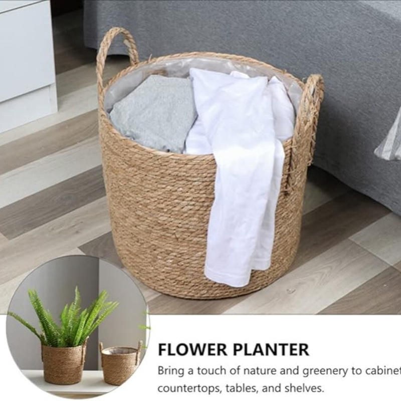 Natuurlijke Rieten Plantenbak Mand Bloempot Rotan Stro Bloemenmand Voor Huis Tuin Decoratie 20/25/30CM