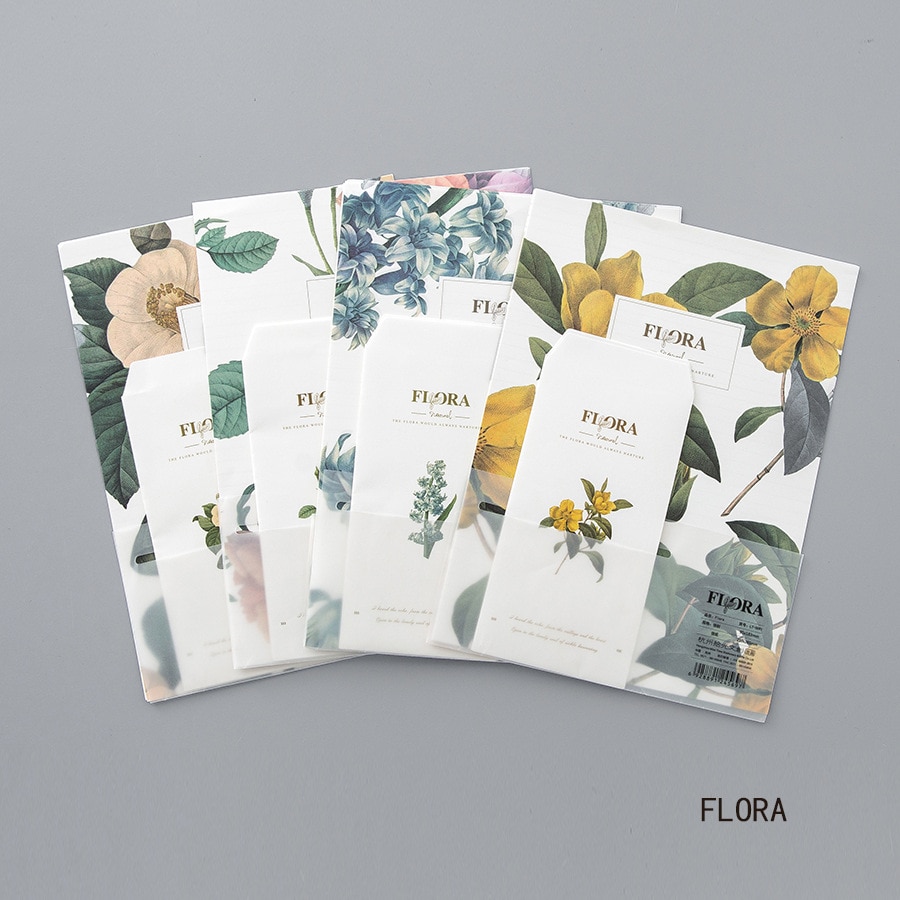 9 stks/set 3 enveloppen + 6 schrijftafeltje papier Flora Bloemen serie Envelop Voor Briefpapier Schoolbenodigdheden