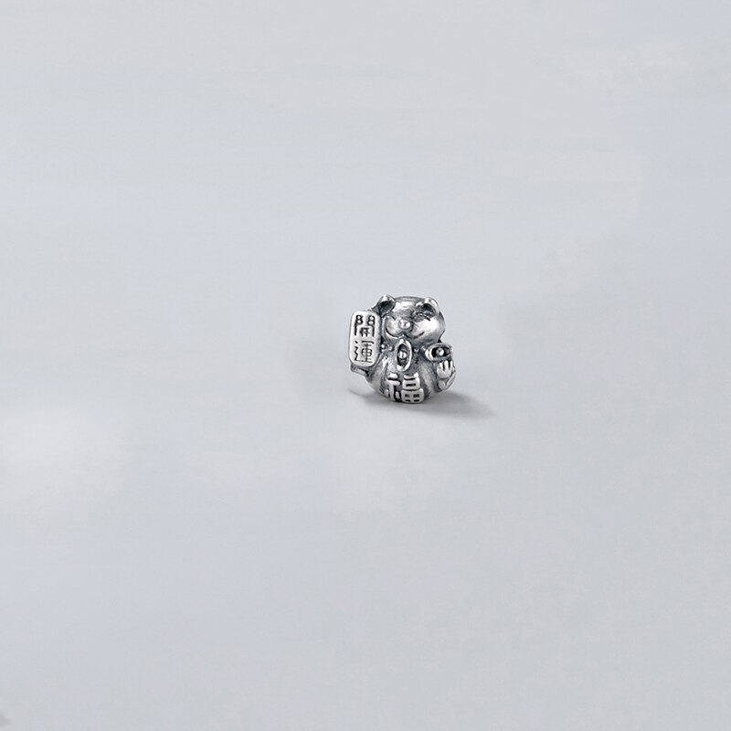 Meetsoft klassisch 925 Sterling silber niedliche glückskatzen-anhänger, speziell für diy-handarbeiten, halsketten, armbänder und accessoires: Thailändisches silber klein