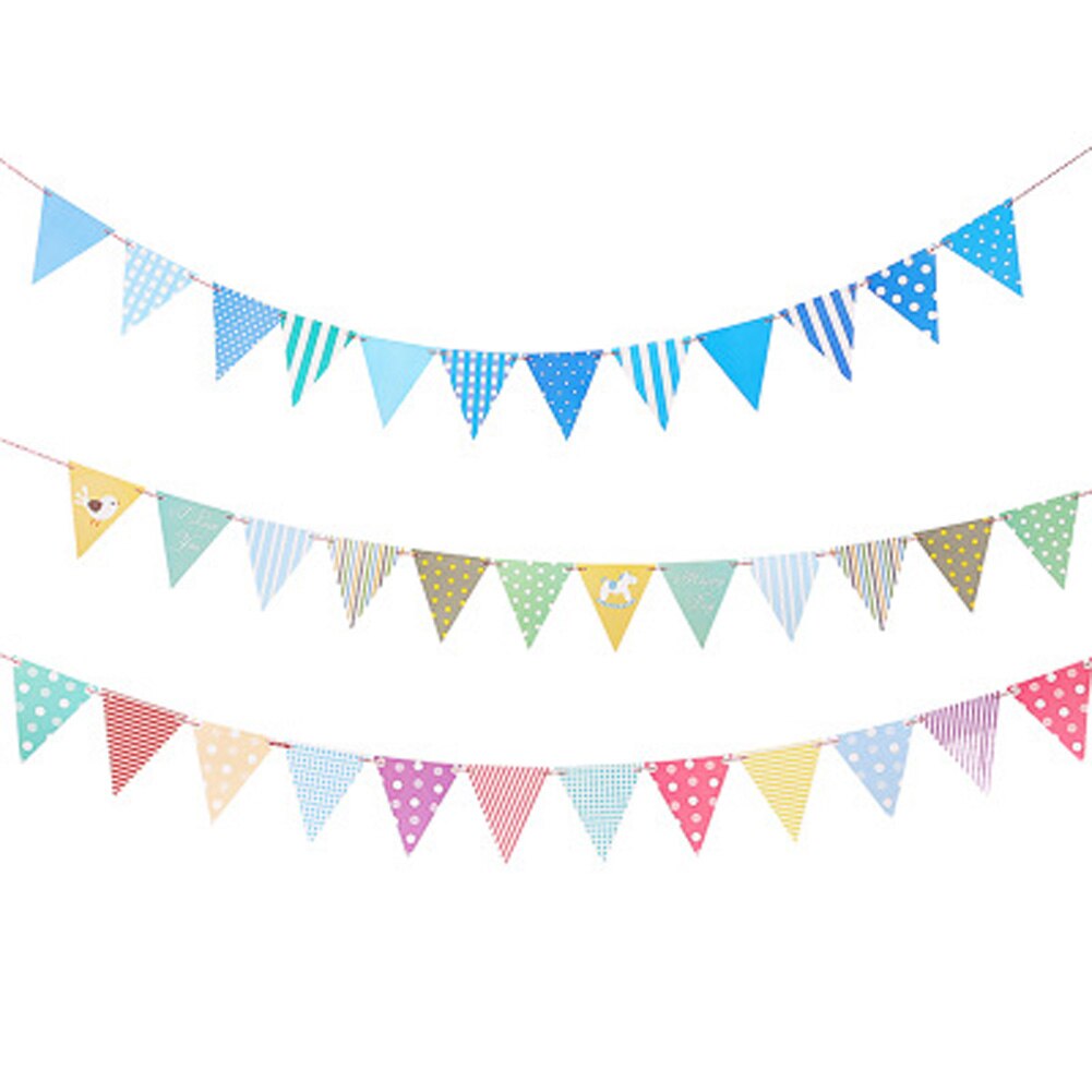 1 sett fargerikt papir/klut flagg banner & flagg krans blomsterbunting bannere gjør det selv-barn bursdag/bryllupsfest dekorasjon rekvisita