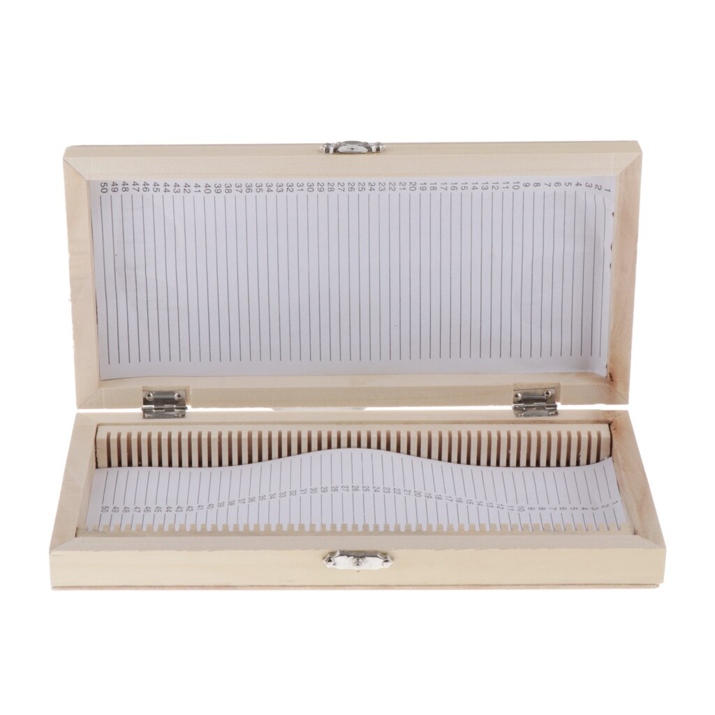 50 Slots Wooden Microscope Glass Slides Case Storage Specimen Holder Box