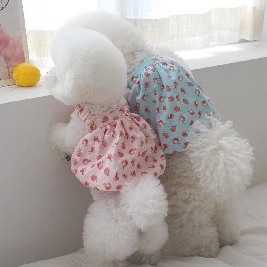 Luxury Dog Dresses for Small Dogs Printed Cute Short Dog Clothes Flexible Cotton Vestidos Para Perritas for Puppy Birthday Dress